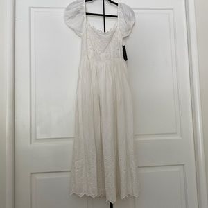 Posse Charlotte Antique White Eyelet Dress With Bubble Sleeves Size Small